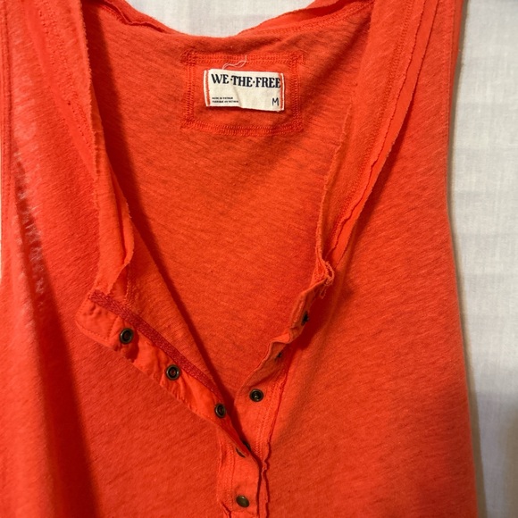 We The Free Bright Orange Buttoned Tank Top - Picture 2 of 4